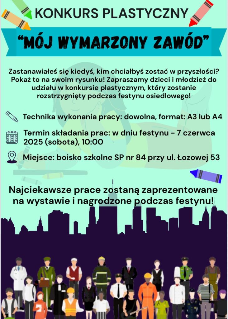 Plakat dot. konkursu  "Mój wymarzony zawód"