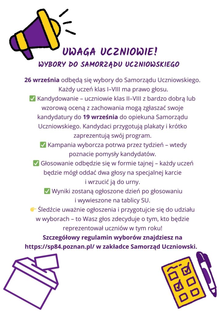 plakat informujący o wyborach do SU