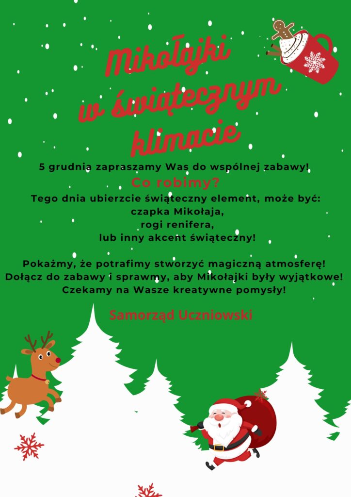 plakat informujący o szkolnych mikołajkach