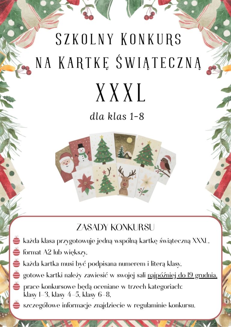 Plakat informujący o świątecznym konkursie.