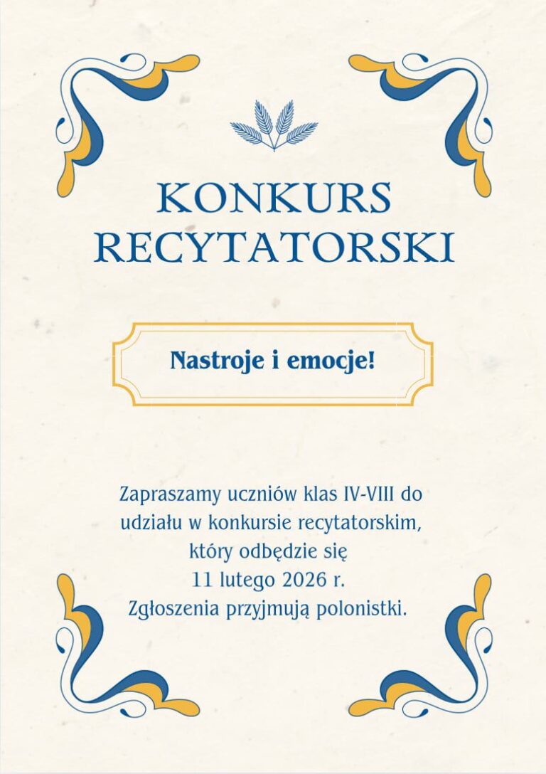 Plakat informujący o konkursie recytatorskim
