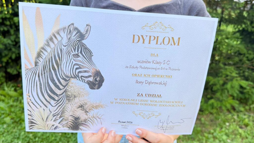 Dyplom dla klasy 5c  i wychowawcy 