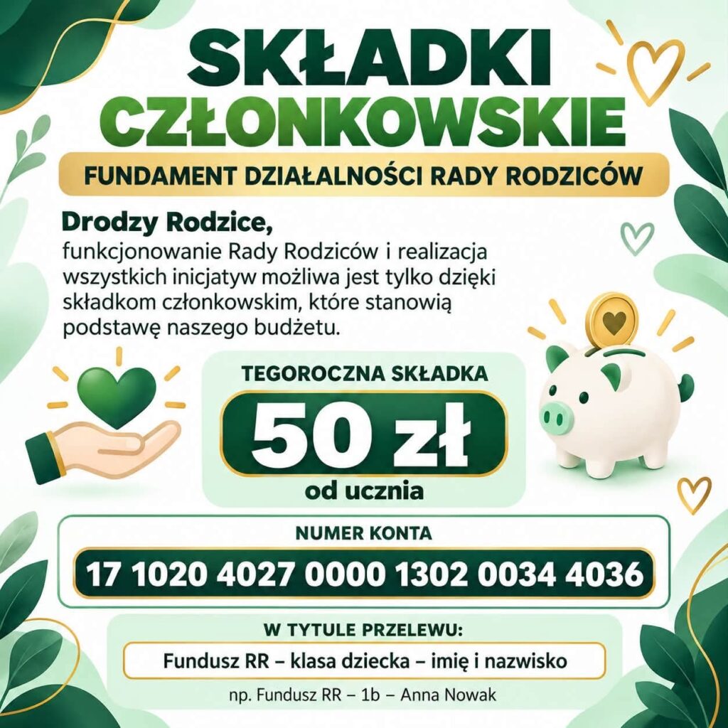 Plakat informujący o składkach członkowskich.